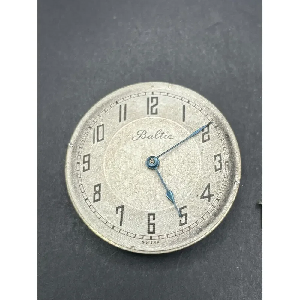 Baltic Swiss Pocket Watch Movement White Dial No Jewels For Parts/Repair